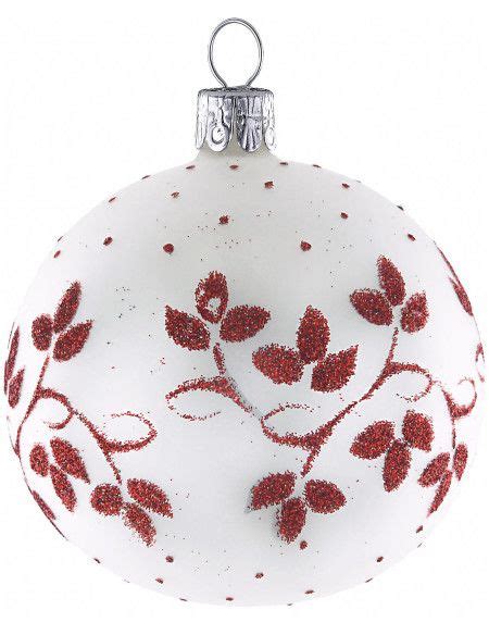 David Jones  Christmas Shop White Bauble With Red Glittered Swirl