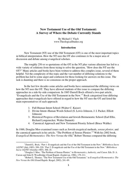 New Testament Use Of The Old Testament Pdf