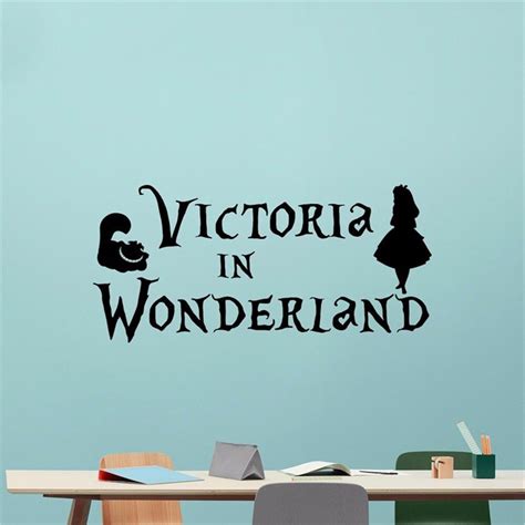 Personalized Alice In Wonderland Wall Decal Custom Name Cheshire Cat