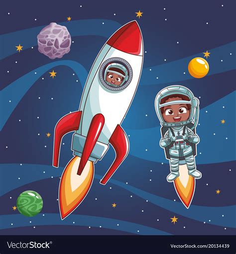 Astronaut Kids Cartoon Royalty Free Vector Image