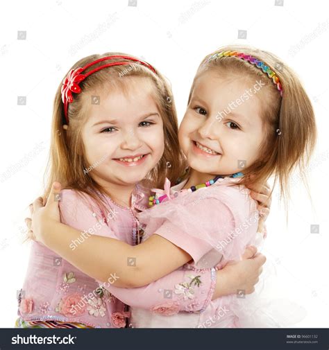 Two Little Girls Best Friends Isolated Stock Photo 96601132 Shutterstock