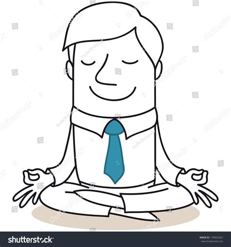 Illustration Of A Monochrome Cartoon Character Calm Businessman