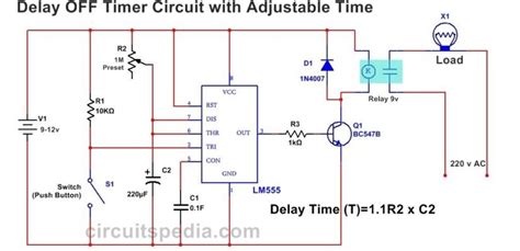 555 Delay Off Timer Circuit For Delay Before Turn Off Circuit