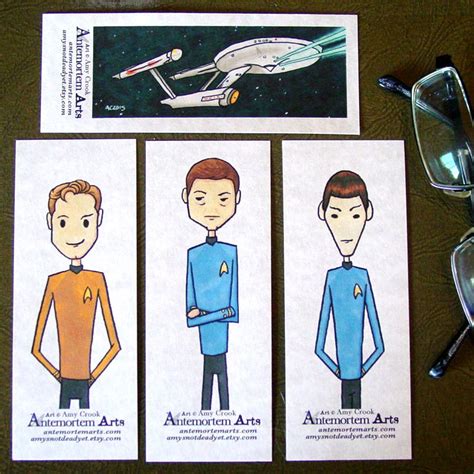 Star Trek Bookmarks Set Of 4 Sttos Kirk Bones Spock Etsy