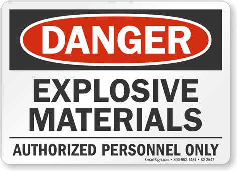 Explosives Signs Explosive Hazard Signs
