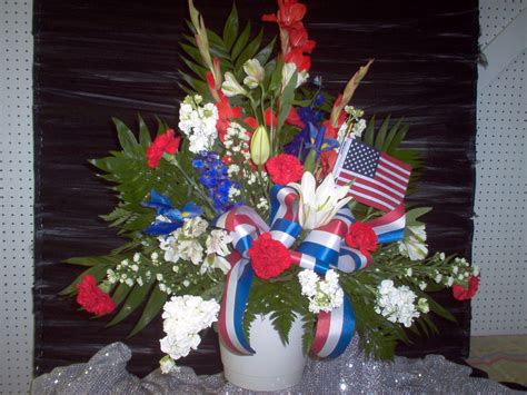 Red White And Blue Glads Carnations Stock Funeral Flowers