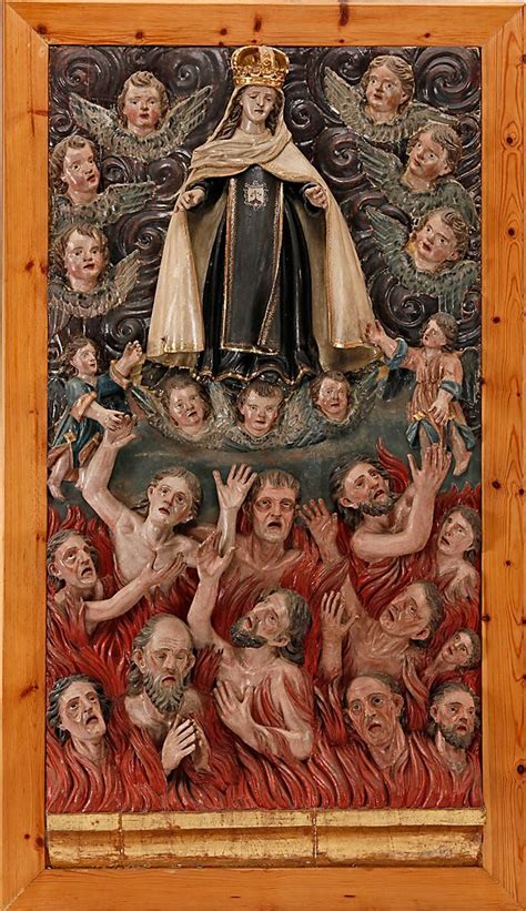 Virgen Del Carmen Con Querubines Y Las Almas Del Purgatorio