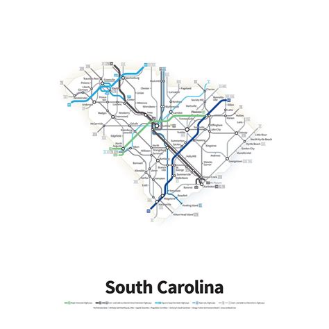 Highways Of The Usa South Carolina Transit Maps Store