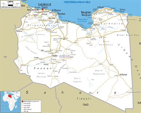 Large Detailed Road Map Of Libya Libya Large Detailed Road Map