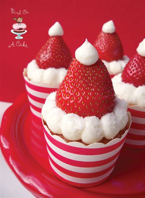 Here is a video on 3 different types of beautiful and easy christmas cake decorating ideas without fondant. Bird On A Cake: Strawberry Santa Hat Cupcakes