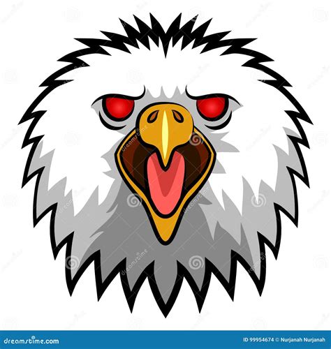 Angry Eagle Logo Vicious Face Vector Illustration With Line Art Style