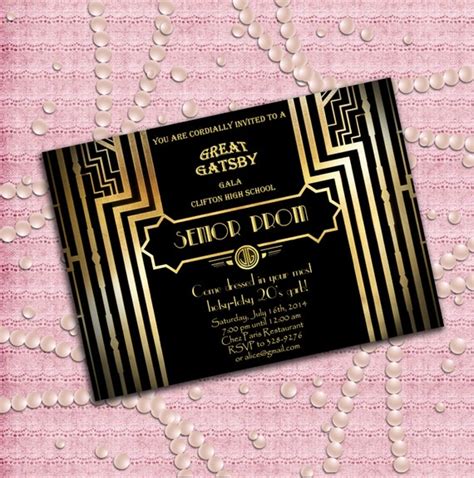 Great Gatsby Style Art Deco Prom Invitation 1920s