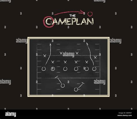 American Football Field Background With Game Plan Blackboard