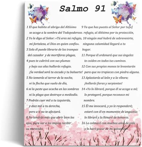 Salmo 91 En Español Para Pared Psalm Wall Art Cuadros Cristianos