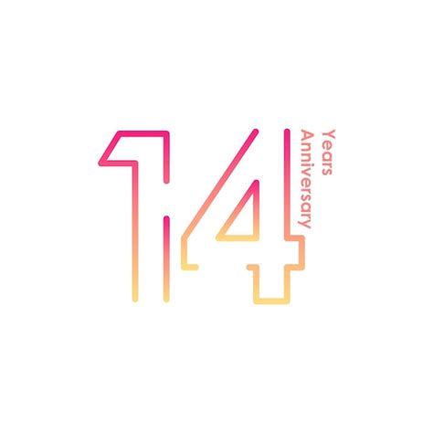 Logotipo De Aniversario De 14 Años Con Números De Fuente De Color