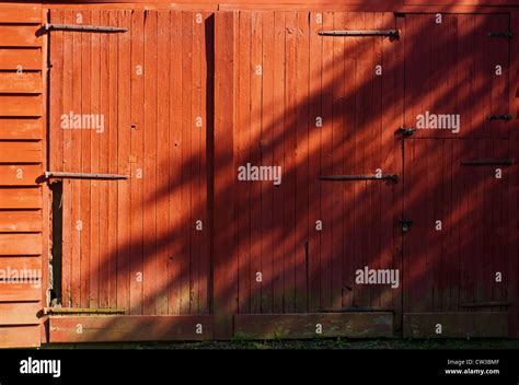 A Red Barn Door Stock Photo Alamy