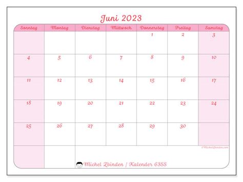 Kalender Juni 2023 Zum Ausdrucken “484ss” Michel Zbinden At