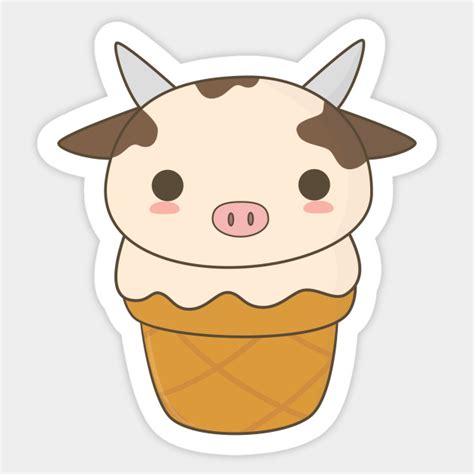 Kawaii Cute Cow Ice Cream T Shirt Food Sticker Teepublic