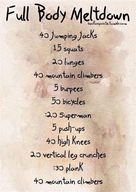 Quick Full Body Workout Fitness Pinterest