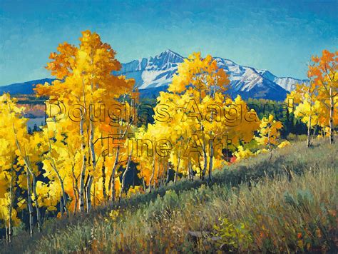 Yellow Aspens On A Mountain Slope With Wilson Peak In The Back