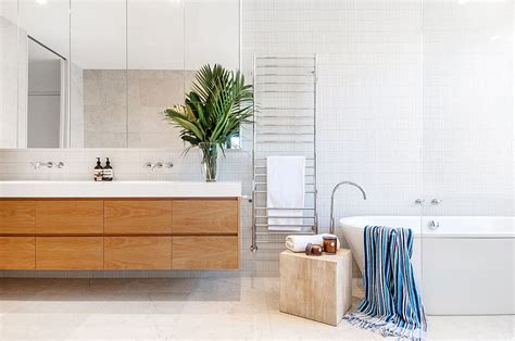 They solve for remodeling a small bathroom space, making cleaning floors simple but offer limited storage. Contemporary bathroom in white with wooden floating vanity ...