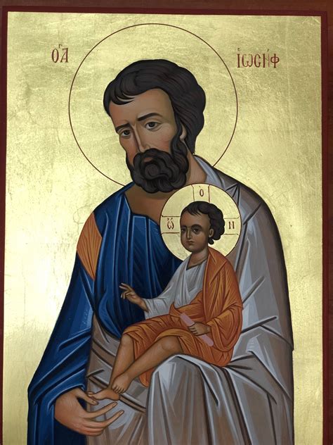 Hand Painted Byzantine Icon Of Saint Joseph Etsy