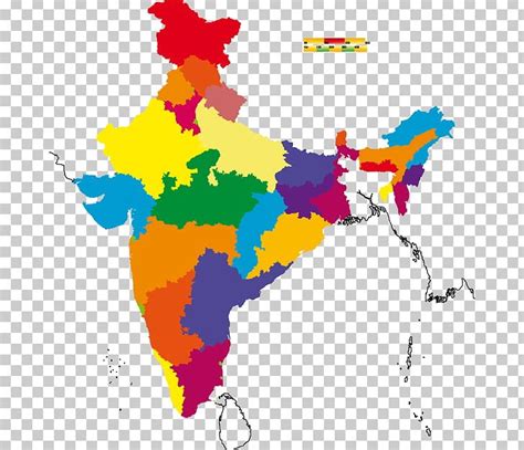 Colourful Map Of India