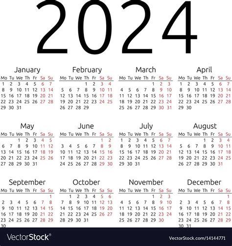 2024 Calendar At A Glance 2024 Calendar Printable