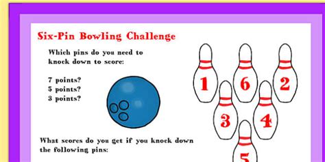 A4 Ks1 Six Pin Bowling Maths Challenge Poster Maths Challenge