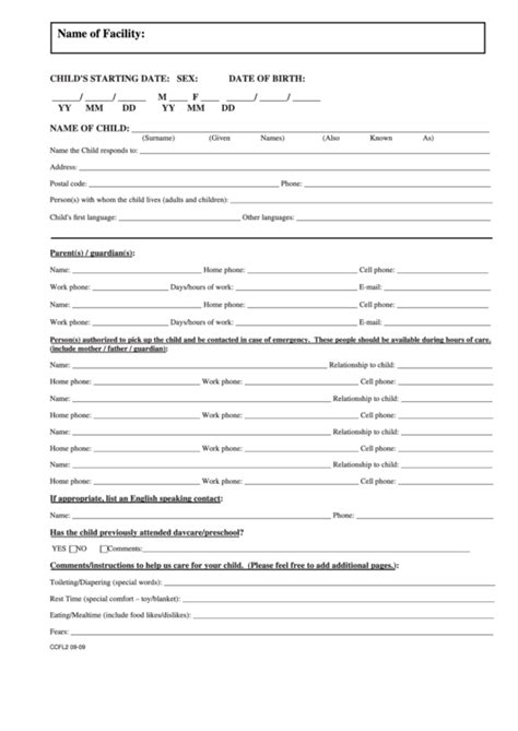 Top 21 Child Care Enrollment Form Templates Free To