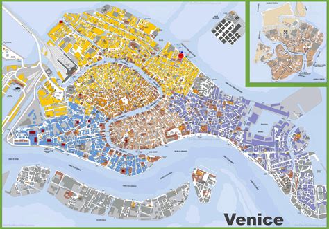 Venice City Centre Map Centre Of Venice Map Italy