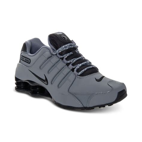 Nike Mens Shox Nz Eu Running Sneakers In Gray For Men Greyblack