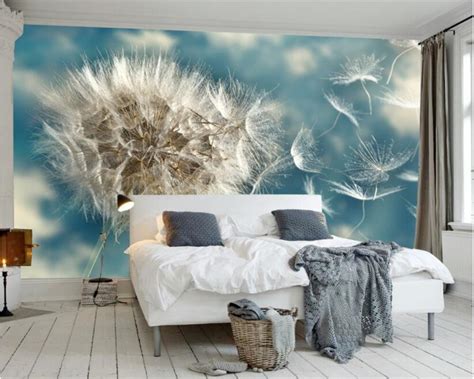 Light Blue Large Floral Mural Wallpaper
