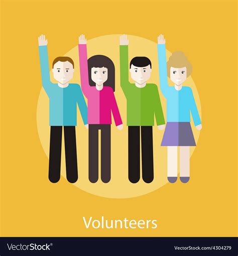 Volunteer Group Raising Hands Royalty Free Vector Image