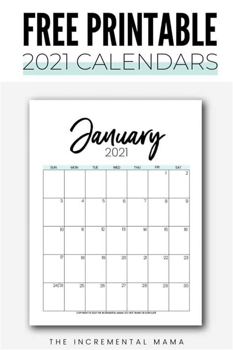 Free, easy to print pdf version of 2021 calendar in various formats. Free 2021 Monthly Calendar Printable PDFs - The ...