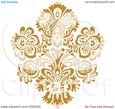 Royalty Free Vector Clip Art Illustration Of A Gold Damask Design