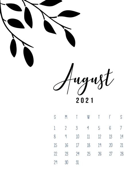 Free Printable 2021 Calendar Botanical World Of Printables