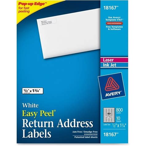 Avery Laser Inkjet Return Address Labels Set Of 80 AVE18167