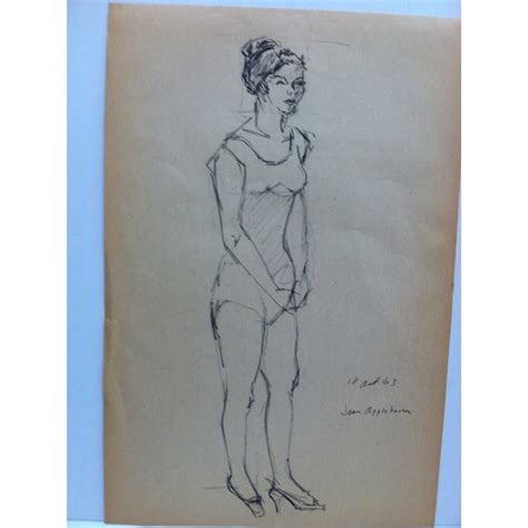 Vintage 1963 Original Drawing On Paper Jean Applebaum By Tom