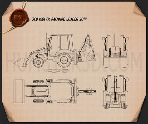 Jcb Midi Cx Backhoe Loader 2014 Blueprint Hum3d