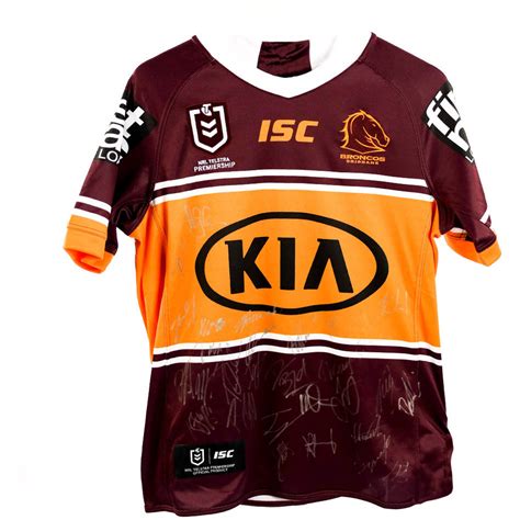 Visit the broncos team store. (3) Team signed 2020 Brisbane Broncos jersey