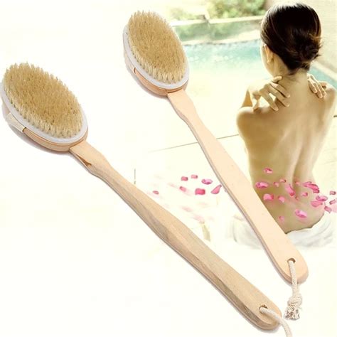 Buy Body Massage Bath Brush Boar Bristles Exfoliating Body With Long Wooden