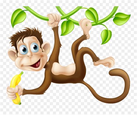 Download Monkeys Clipart Vine Cartoon Monkey Swinging On A Vine Png