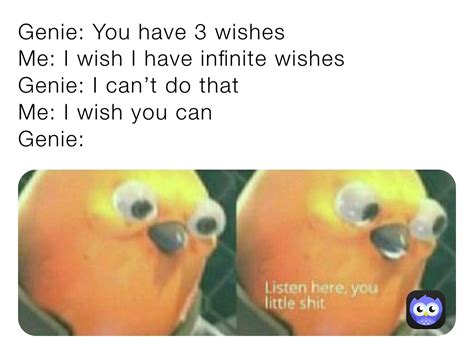 Genie You Have 3 Wishes Me I Wish I Have Infinite Wishes Genie I Can