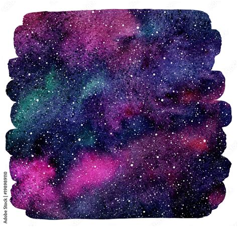 Cosmic Background Colorful Watercolor Galaxy Or Night Sky With Stars