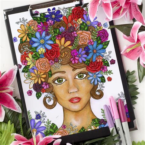 Flower Girl Coloring Page Sarah Renae Clark Coloring Book Artist