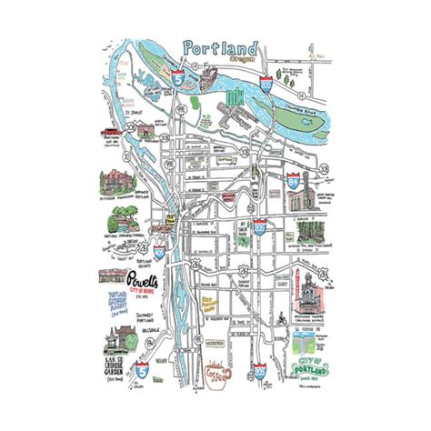 Portland Oregon Illustrated Map Etsy