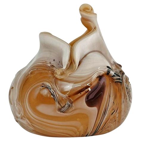 Mid Century Modern Signed Luigi Camozzo Iridescent Amber Murano Art Glass Vase At 1stdibs