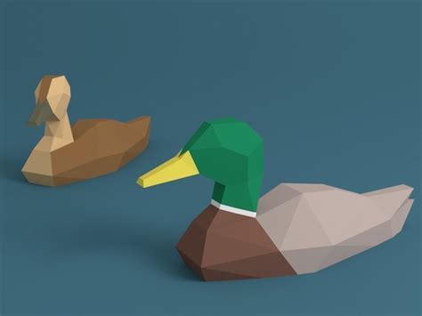 3d Model Low Poly Ducks Two Vr Ar Low Poly Cgtrader