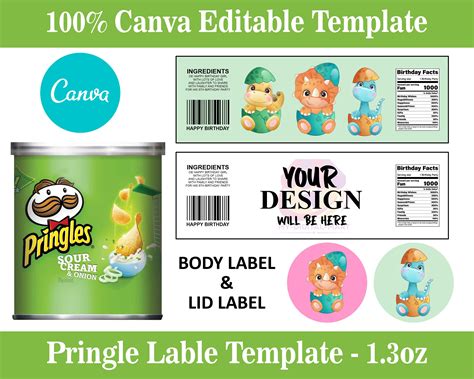 Pringles 13 Oz Labels Template Canva Editable Template Etsy Canada